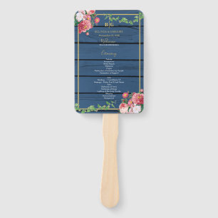 Abanico Programa de Boda de Oro para Rosas de la Vintage d
