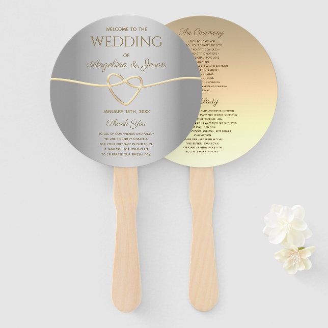 Abanico Programa de Boda de Oro y Plata (Anverso y reverso)