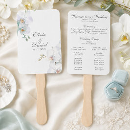 Abanico Programa de Boda de Orquídeas Blancas Elegantes Mo