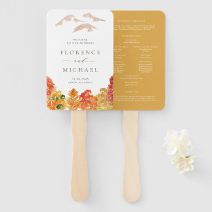 Abanico Programa de Boda de Otoño de Watercolor Otoño
