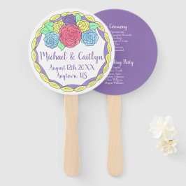 Abanico Programa de Boda de Pastel Floral para Rosas de Es