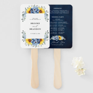 Abanico Programa de Boda de Peones de la Slate Azul Dusty