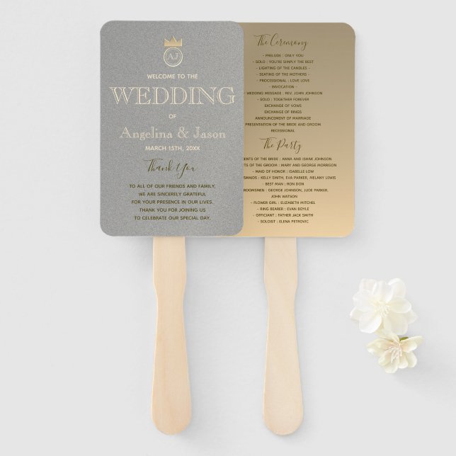 Abanico Programa de Boda de Plata y Oro (Anverso y reverso)