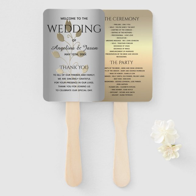 Abanico Programa de Boda de Plata y Oro (Anverso y reverso)