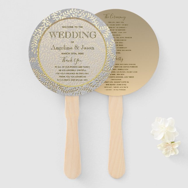 Abanico Programa de Boda de Plata y Oro (Anverso y reverso)