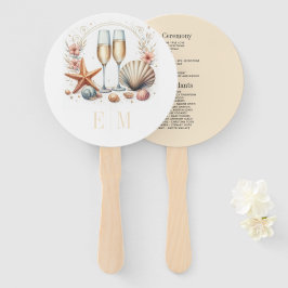 Abanico Programa de Boda de Playa con Estilo Costero Chic