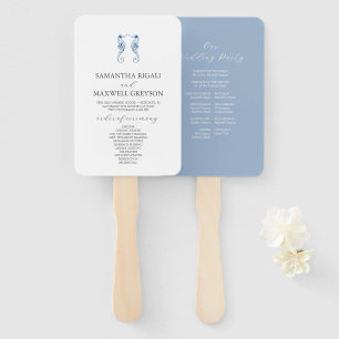 Abanico Programa de Boda de Playa Dusty Blue   Caballitos 