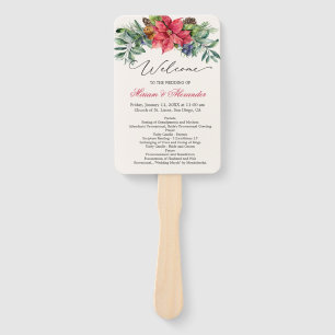 Abanico Programa de Boda de Poinsettia Foliage Greenery