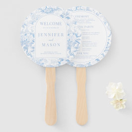 Abanico Programa de Boda de Porcelana Chinoiserie Azul