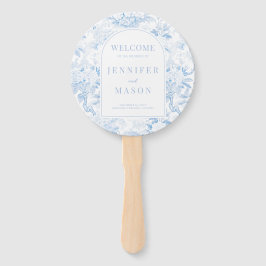 Abanico Programa de Boda de Porcelana Chinoiserie Azul