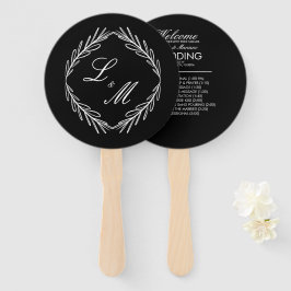 Abanico Programa de Boda de Rama con Letra Personalizada C