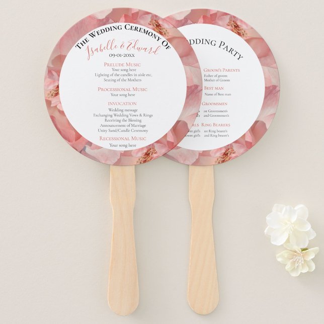 Abanico Programa de Boda de Rosa de Acuarela Rosa Coral Ch (Subido por el creador)