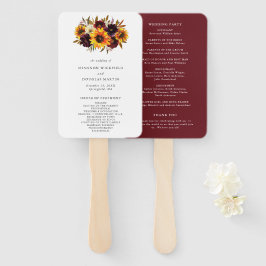 Abanico Programa de Boda de Rosas de Otoño Rústicas Giraso