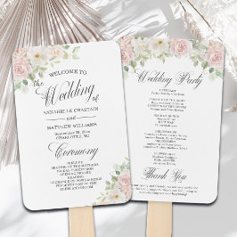Abanico Programa de Boda de Rosas Suaves Elegantes