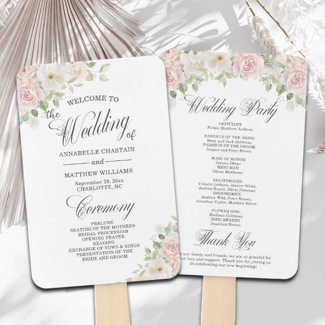 Abanico Programa de Boda de Rosas Suaves Elegantes (Subido por el creador)