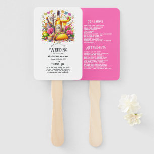 Abanico Programa de Boda de Tequila Fiesta Mexicana Rosa F