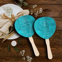 Abanico Programa de Boda de Turquesa y Acuarela Verde azul