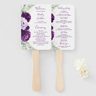 Abanico Programa de Boda de Vegetación Floral de Púrpura A