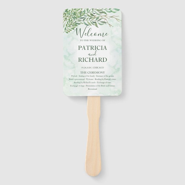 Abanico Programa de Boda de Vegetación Romántica (Anverso)