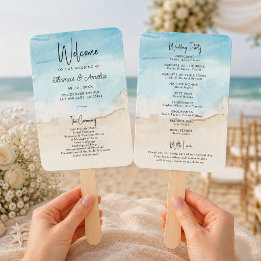 Abanico Programa de Boda de Verano con Acuarela en la Play
