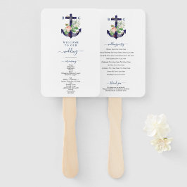 Abanico Programa de Boda de Verano Náutica de Ancla Floral