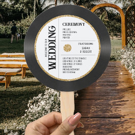 Abanico Programa de Boda de Vinyl Purpurina de Oro Retro