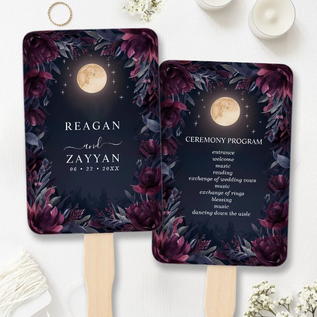 Abanico Programa de Boda del Jardín de Medianoche bajo la  (Subido por el creador)