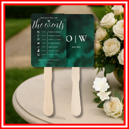 Abanico Programa de Boda del Orden de Eventos Verde Esmera