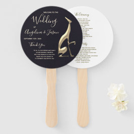 Abanico Programa de Boda Dorado y Negro
