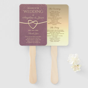 Abanico Programa de Boda Dorado y Púrpura