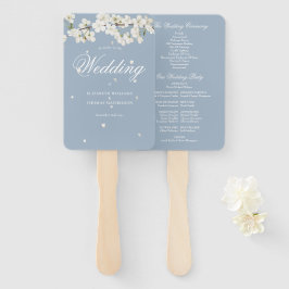 Abanico Programa de Boda Dusty Blue Floral White Blossom