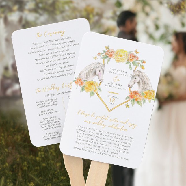 Abanico Programa de boda ecuestre de rosa de caballos acuá (Subido por el creador)