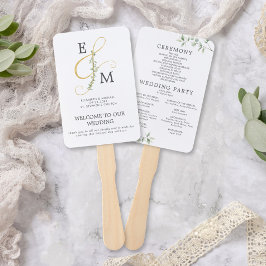 Abanico Programa de Boda Elegant Gold Ampersand Eucalyptus