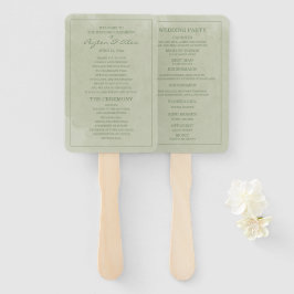 Abanico Programa de Boda Elegante Acuarela Verde