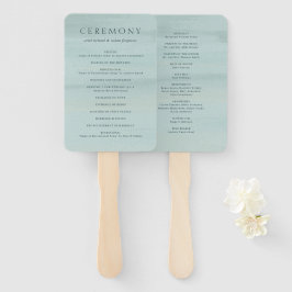 Abanico Programa de Boda Elegante Acuarela Verde Moderno