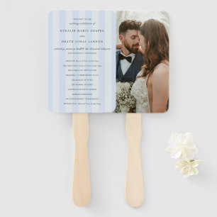 Abanico Programa de boda elegante con rayas azules moderna
