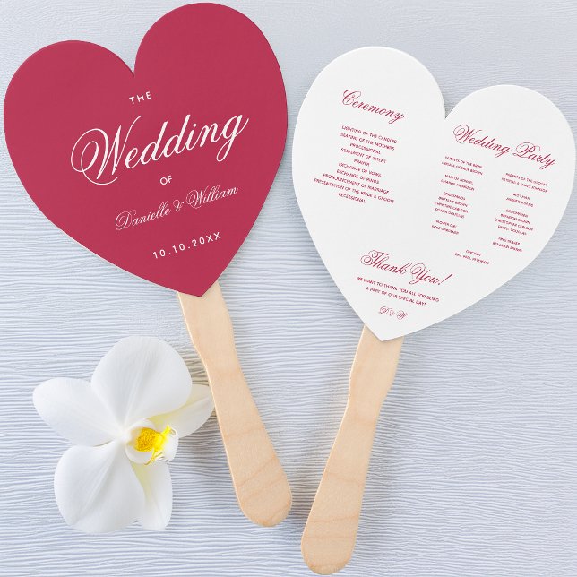 Abanico Programa de Boda Elegante Corazón Magenta Escritur (Subido por el creador)