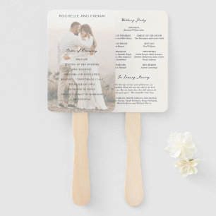 Abanico Programa de Boda Elegante de Crema Simple