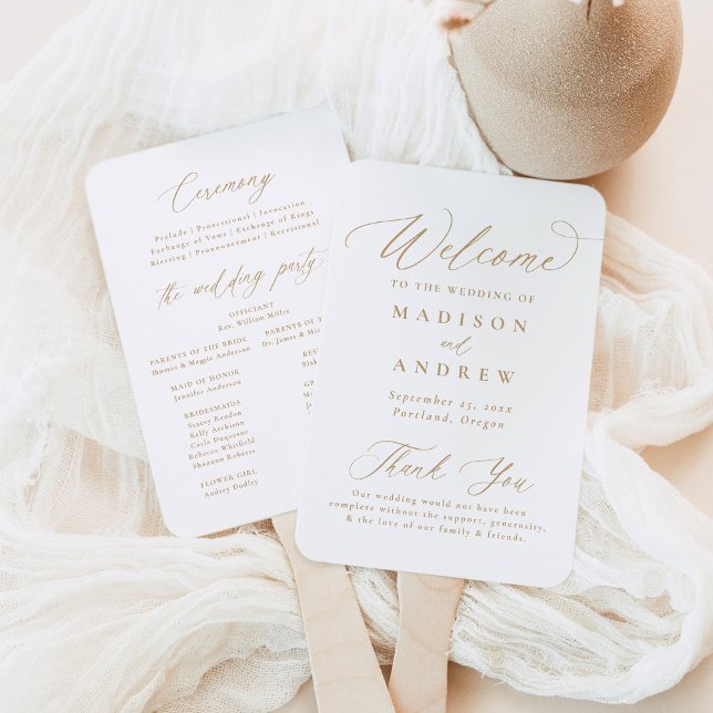 Abanico Programa de Boda Elegante de Oro Moderno (Subido por el creador)