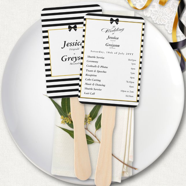 Abanico Programa de Boda Elegante de Rayas Negras y Blanca (Subido por el creador)