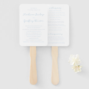 Abanico Programa de Boda Elegante en Azul Polvo con Letra