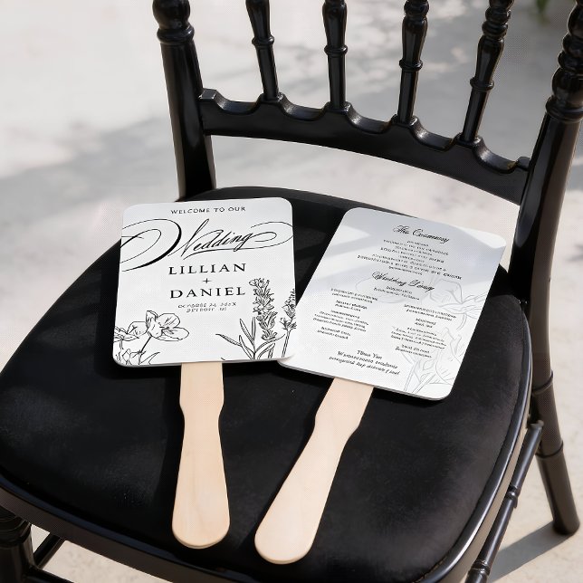 Abanico Programa de Boda Elegante Flor Silvestre (Elegant Wild Flower Wedding Program Fans)