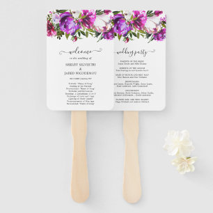 Abanico Programa de Boda Elegante Floral Púrpura Vibrante