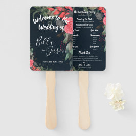 Abanico Programa de Boda Elegante Naranja de Peach Floral