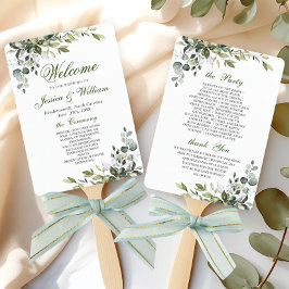Abanico Programa de Boda Elegante para la Acuarela Eucalyp