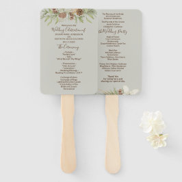 Abanico Programa de Boda Elegante Script Beige de Invierno
