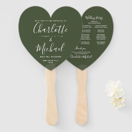 Abanico Programa de Boda Elegante Verde Oliva Corazón