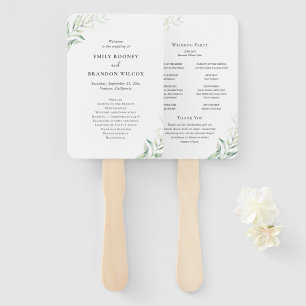 Abanico Programa de Boda Elegante Verde Salvia Eucalipto