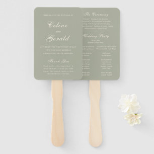 Abanico Programa de Boda Elegante Verde Silenciado Clásico