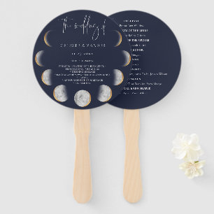 Abanico Programa de Boda en Fases de la Luna Dorada